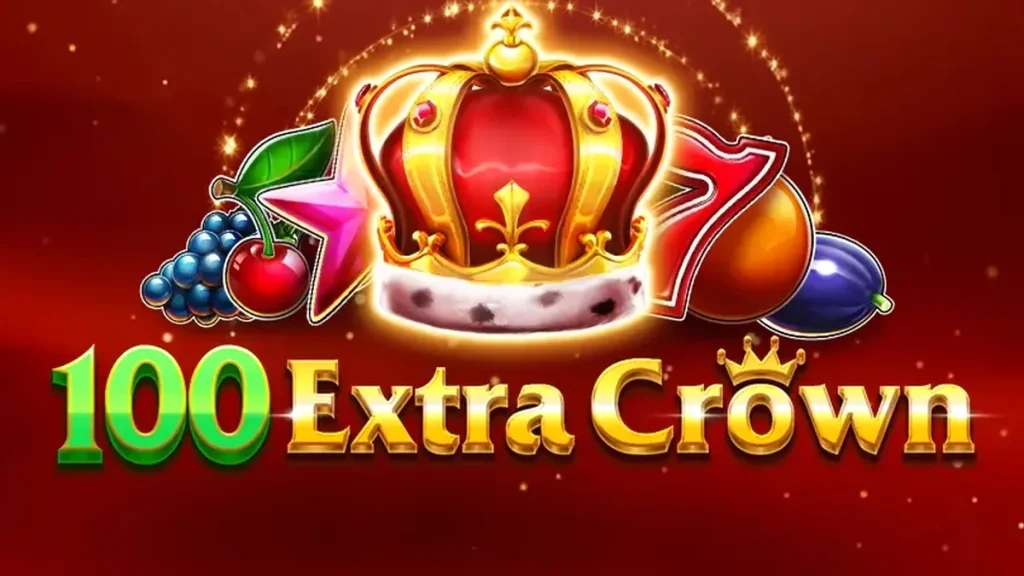 Tampilan visual mesin slot 100 Extra Crown dengan simbol buah dan mahkota